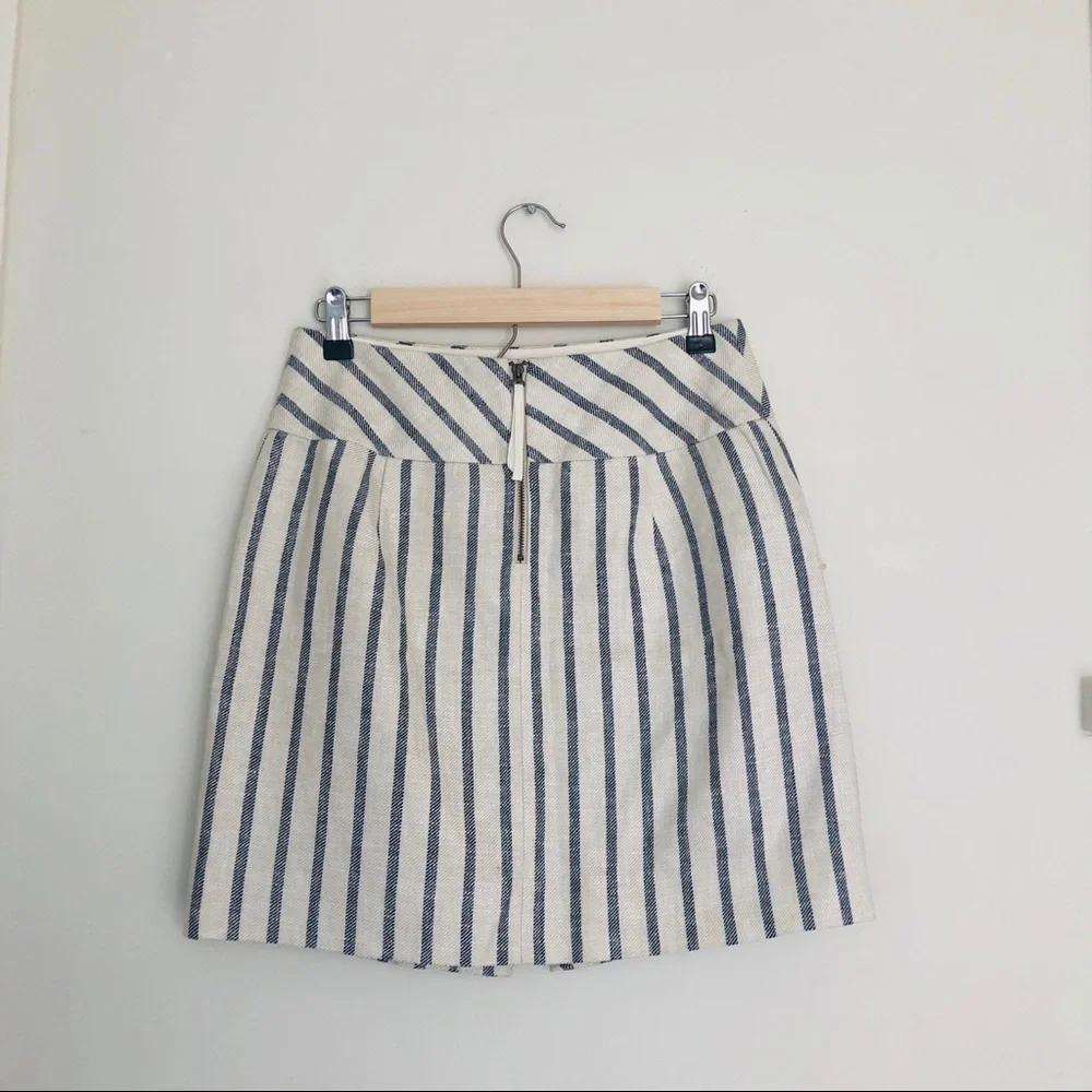 NWT J. Crew Split Striped Asymmetrical Skirt White & Blue - Picture 5 of 7